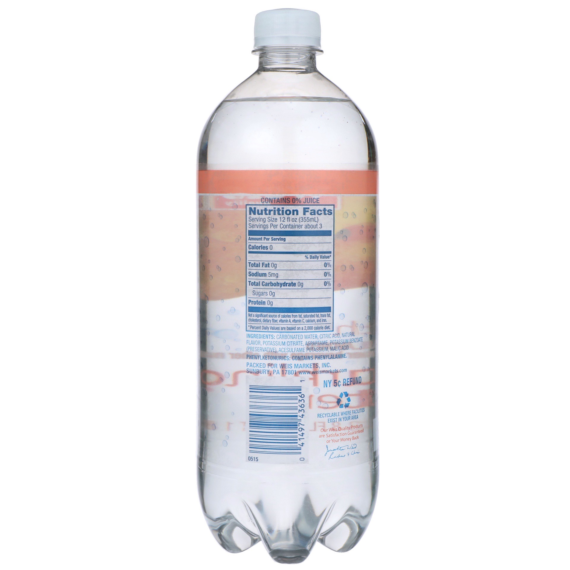 slide 6 of 6, Weis Quality Sparkling Peach Water - 33.8 fl oz, 33.8 fl oz