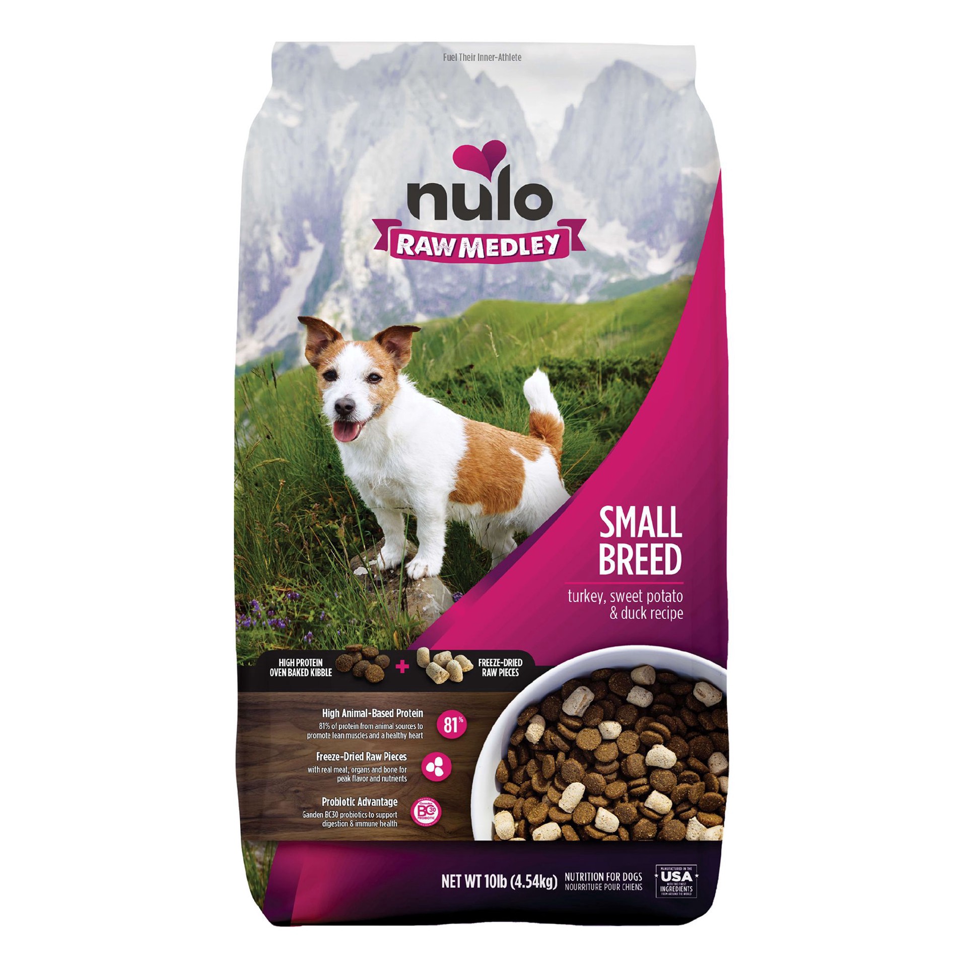 slide 1 of 1, Nulo Raw Medley Small Breed Adult Dog Food - Kibble Plus Freeze Dried, Turkey, Sweet Potato & Duck, 11 lb