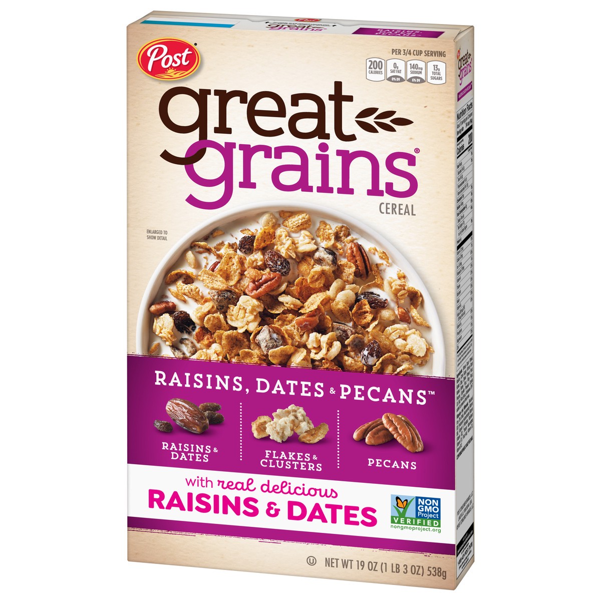 Post Great Grains Raisins Dates and Pecans Breakfast Cereal, 19 OZ Box ...