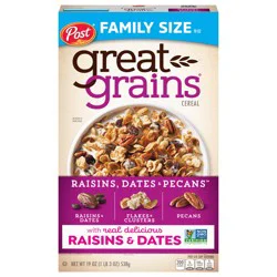 Post Great Grains Raisins Dates and Pecans Breakfast Cereal, 19 OZ Box