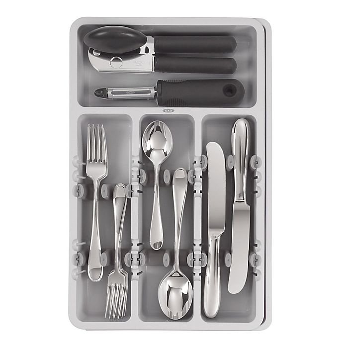 slide 3 of 4, OXO Good Grips Expandable Utensil Tray - Grey, 1 ct