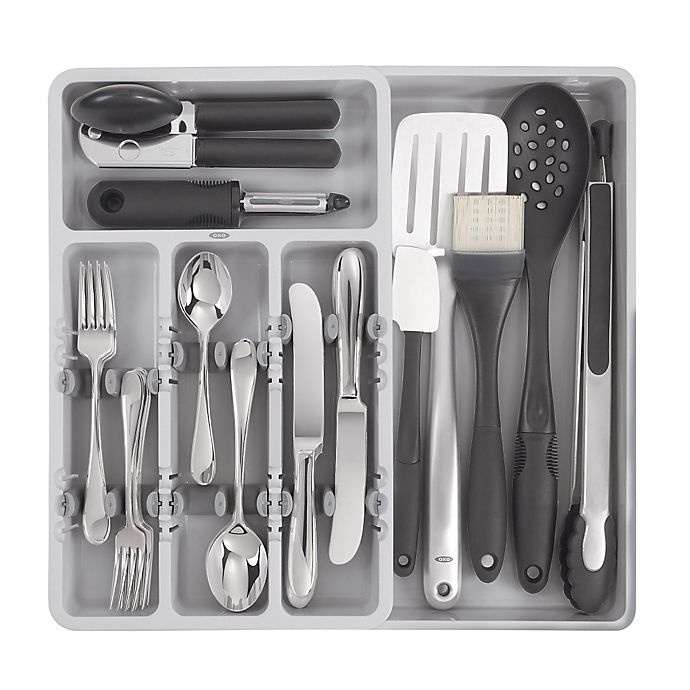 slide 4 of 4, OXO Good Grips Expandable Utensil Tray - Grey, 1 ct