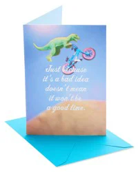American Greetings Funny Birthday Card (Dinosaur Bike)