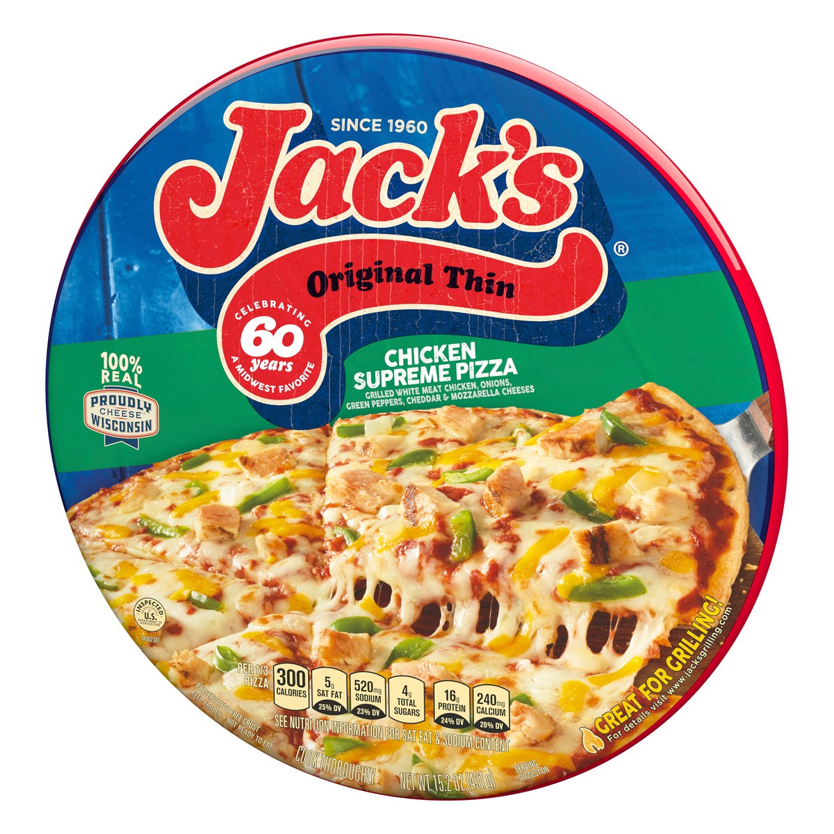 slide 3 of 7, Jack's Original Thin Chicken Supreme Frozen Pizza, 15.4 oz