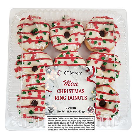 slide 1 of 1, Ct Bakery Mini Ring Donuts Yeast Raised Ring Donuts With Van Coating Christmas - 11.74 Oz, 11.74 oz