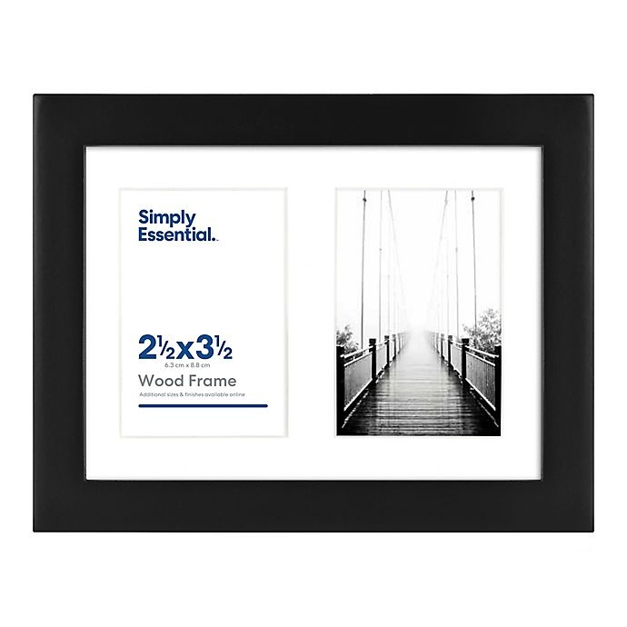 slide 1 of 1, Simply Essential Gallery 2-Photo Matted Wood Picture Frame - Black, 2 in x 3 in