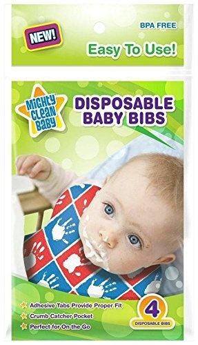slide 1 of 1, Mighty Clean Disposable Baby Bibs, 4 ct