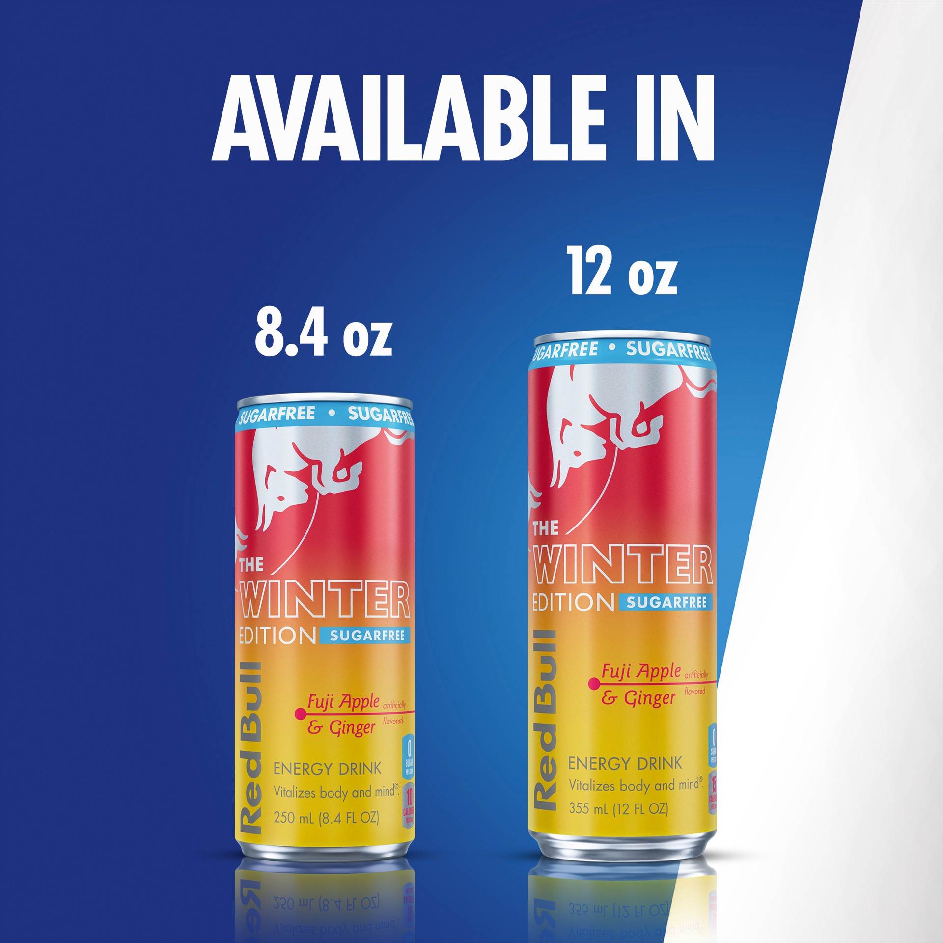 slide 7 of 7, Red Bull Winter Edition Sugarfree Energy Drink, Fuji Apple & Ginger, 12 fl. oz. Can, 114mg Caffeine, Taurine & B Vitamins, 12 fl oz