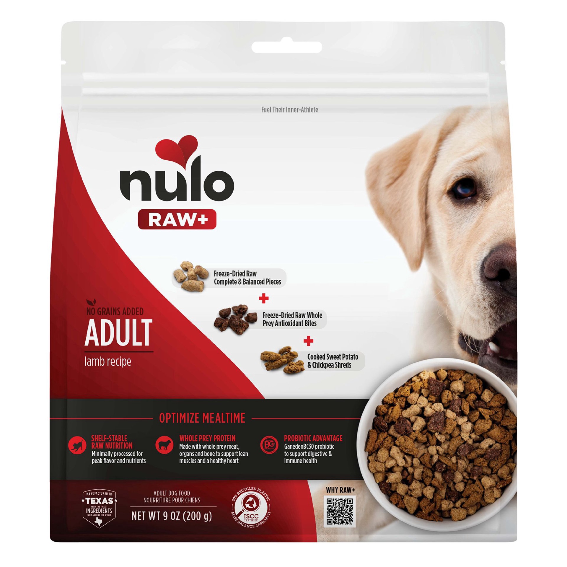 slide 1 of 1, Nulo Raw+ Adult Dog Food - Freeze Dried, Grain Free, Lamb Recipe, 9 oz
