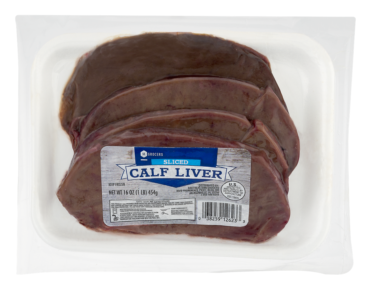 slide 1 of 1, SE Grocers Sliced Calf Liver, 16 oz