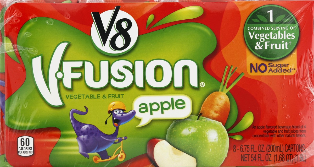 slide 4 of 4, V8 V-Fusion Apple Vegetable & Fruit Beverage Blend, 8 ct; 6.75 oz