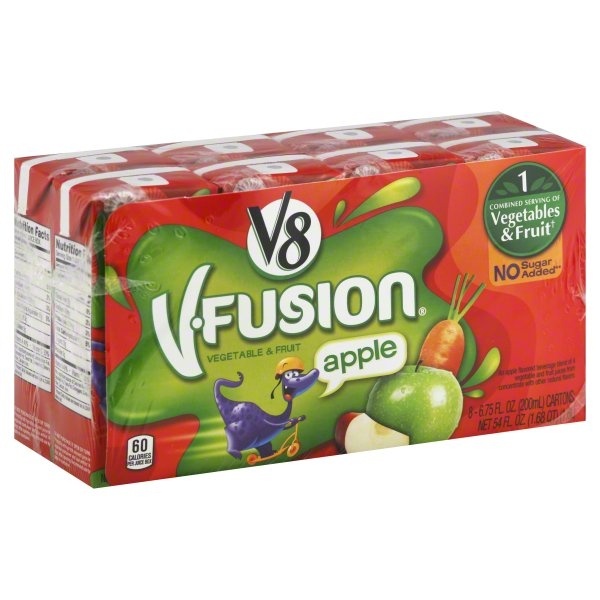 slide 1 of 4, V8 V-Fusion Apple Vegetable & Fruit Beverage Blend, 8 ct; 6.75 oz