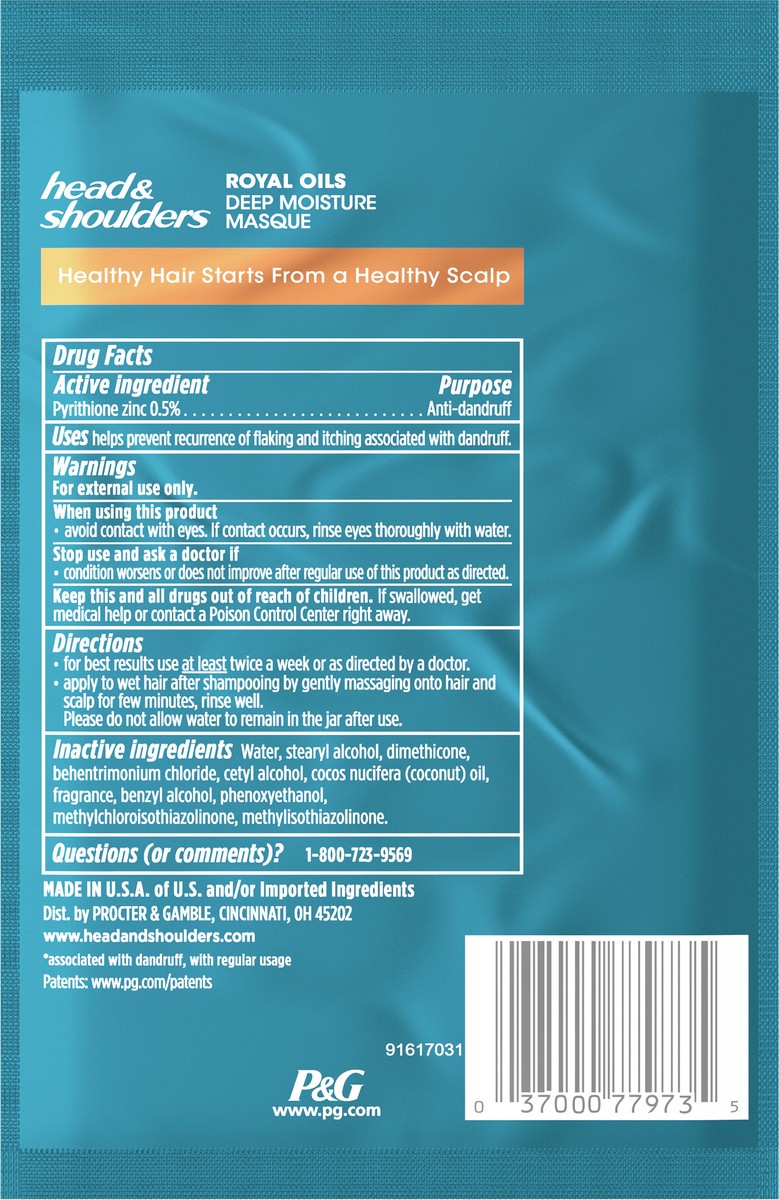 slide 2 of 3, Head & Shoulders Head and Shoulders Royal Oils Deep Moisture Masque Conditioner with Coconut Oil, 1.7 fl oz, 1.7 fl oz