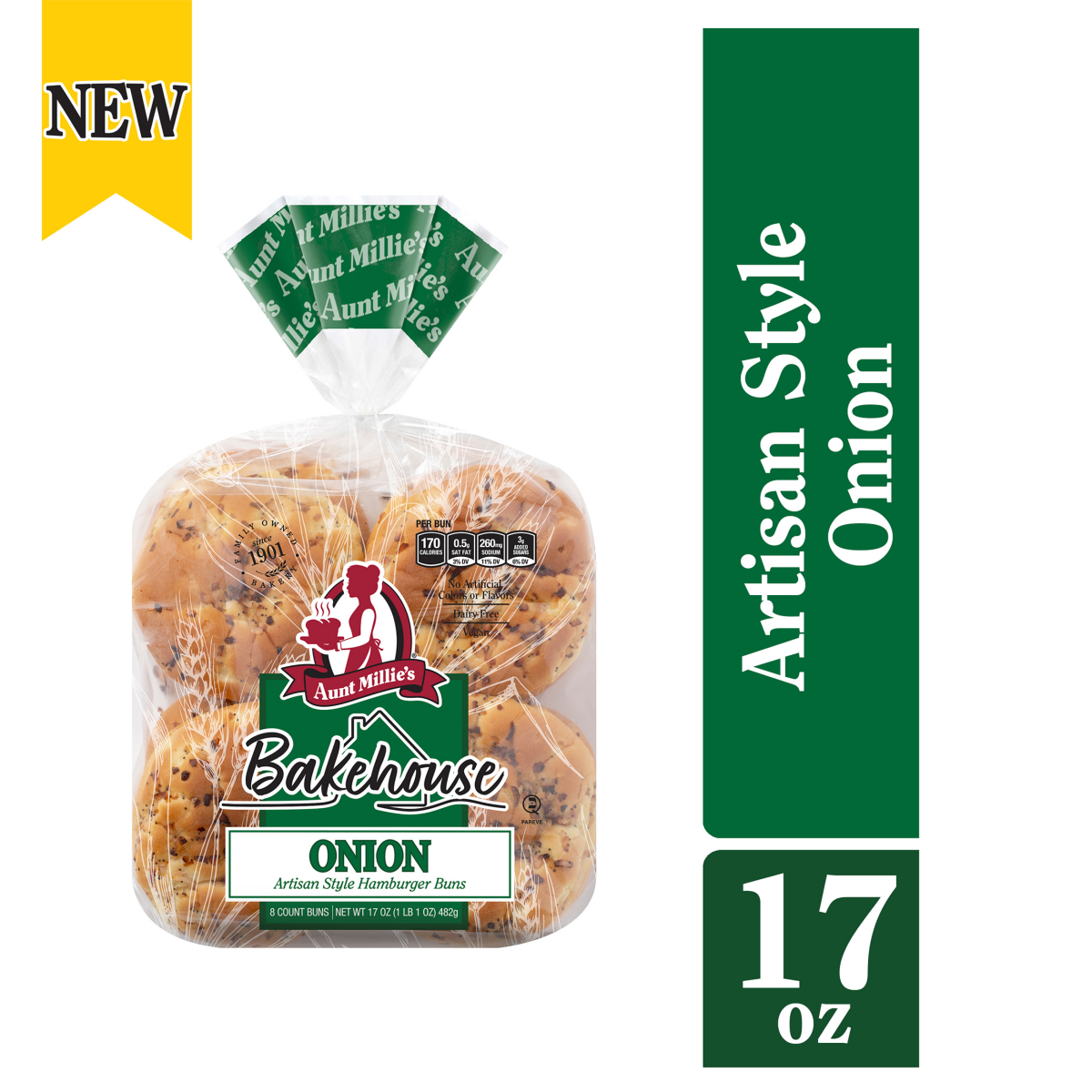 slide 1 of 8, Aunt Millie's Bakehouse Artisan Style Onion Hamburger Buns 8 ct, 8 ct