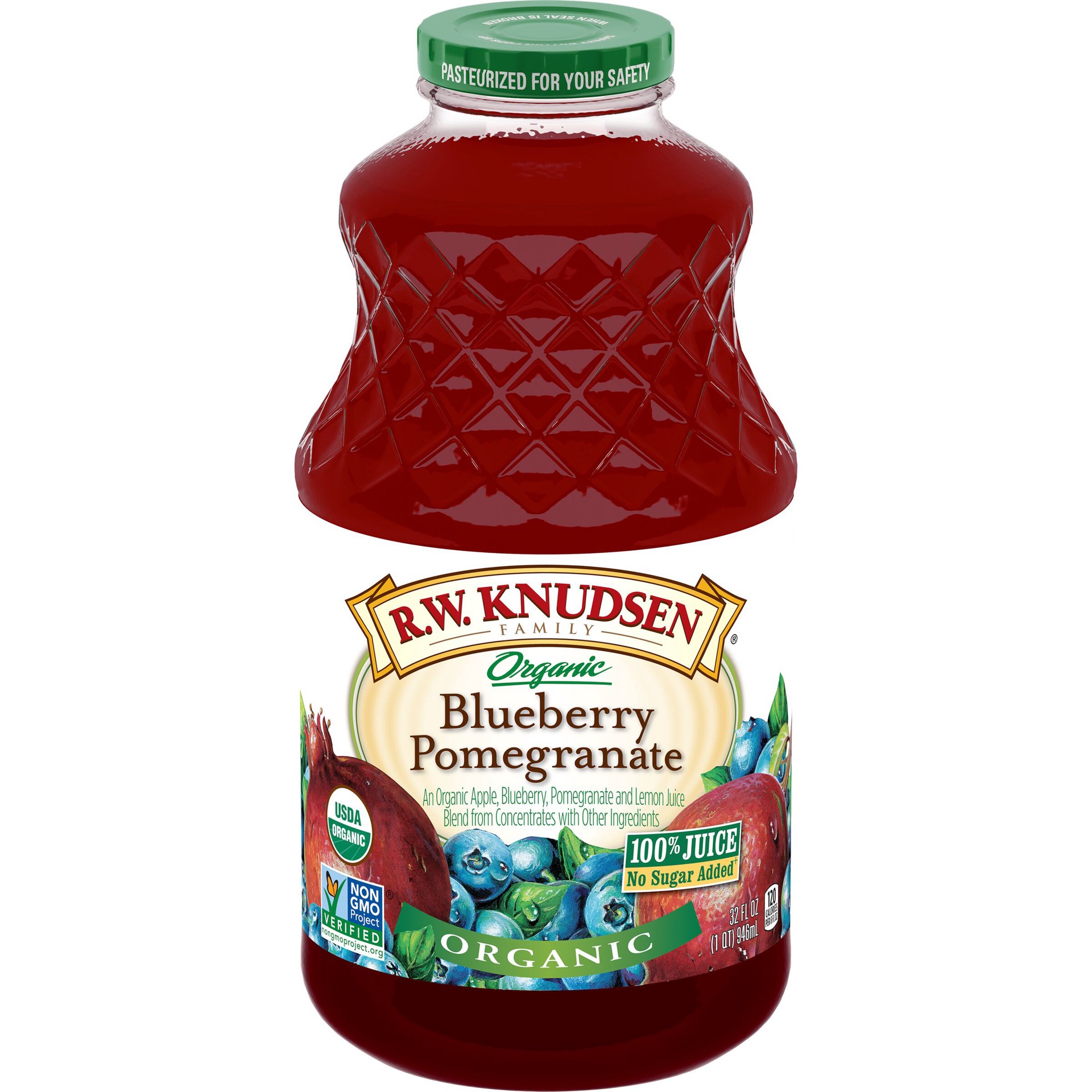 slide 1 of 7, Rw Knudsen 32 Fluid Ounce Organic Blueberry Pomegranate Juice Blend, 32 fl oz