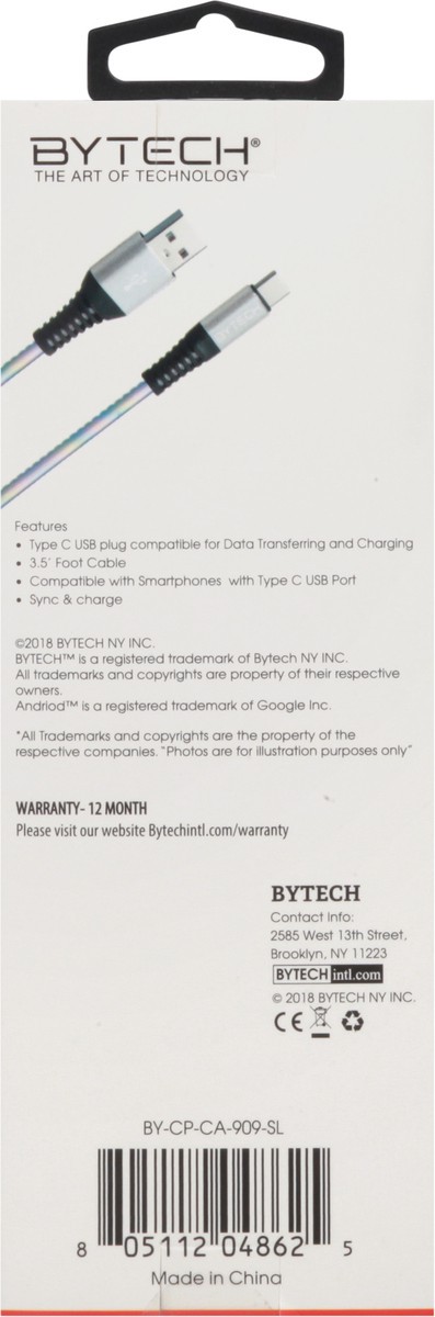 slide 8 of 9, Bytech Halogram Type-C Cable, 1 ct