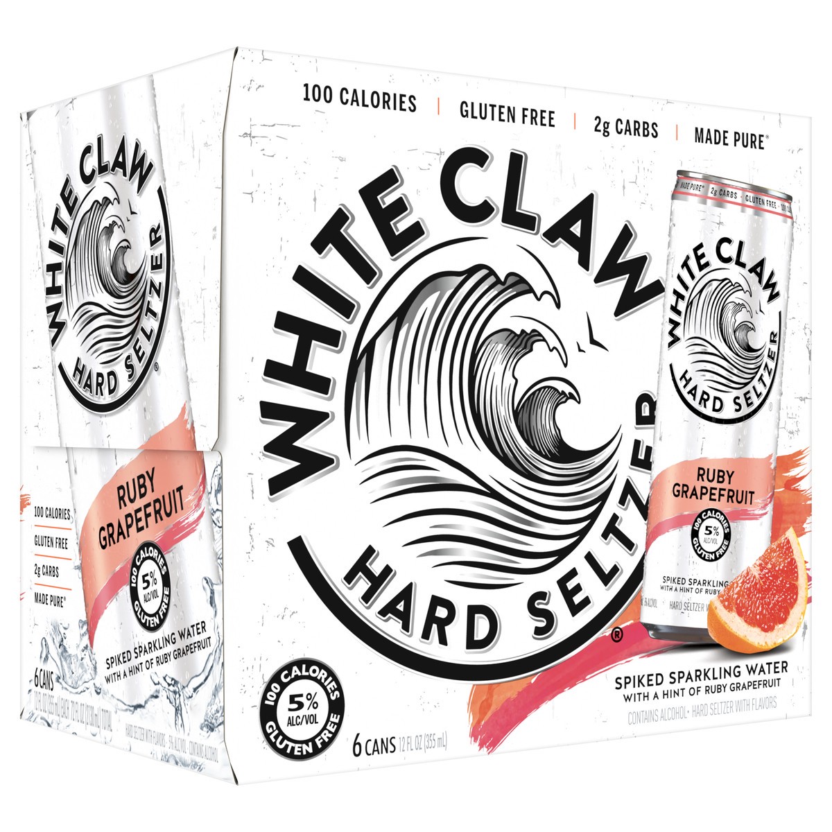 slide 4 of 7, White Claw 6 Pack Spiked Ruby Grapefruit Hard Seltzer 6 ea, 6 ct; 12 oz