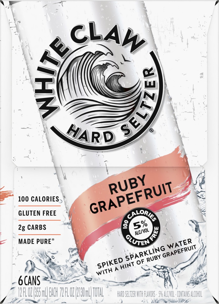slide 5 of 7, White Claw 6 Pack Spiked Ruby Grapefruit Hard Seltzer 6 ea, 6 ct; 12 oz