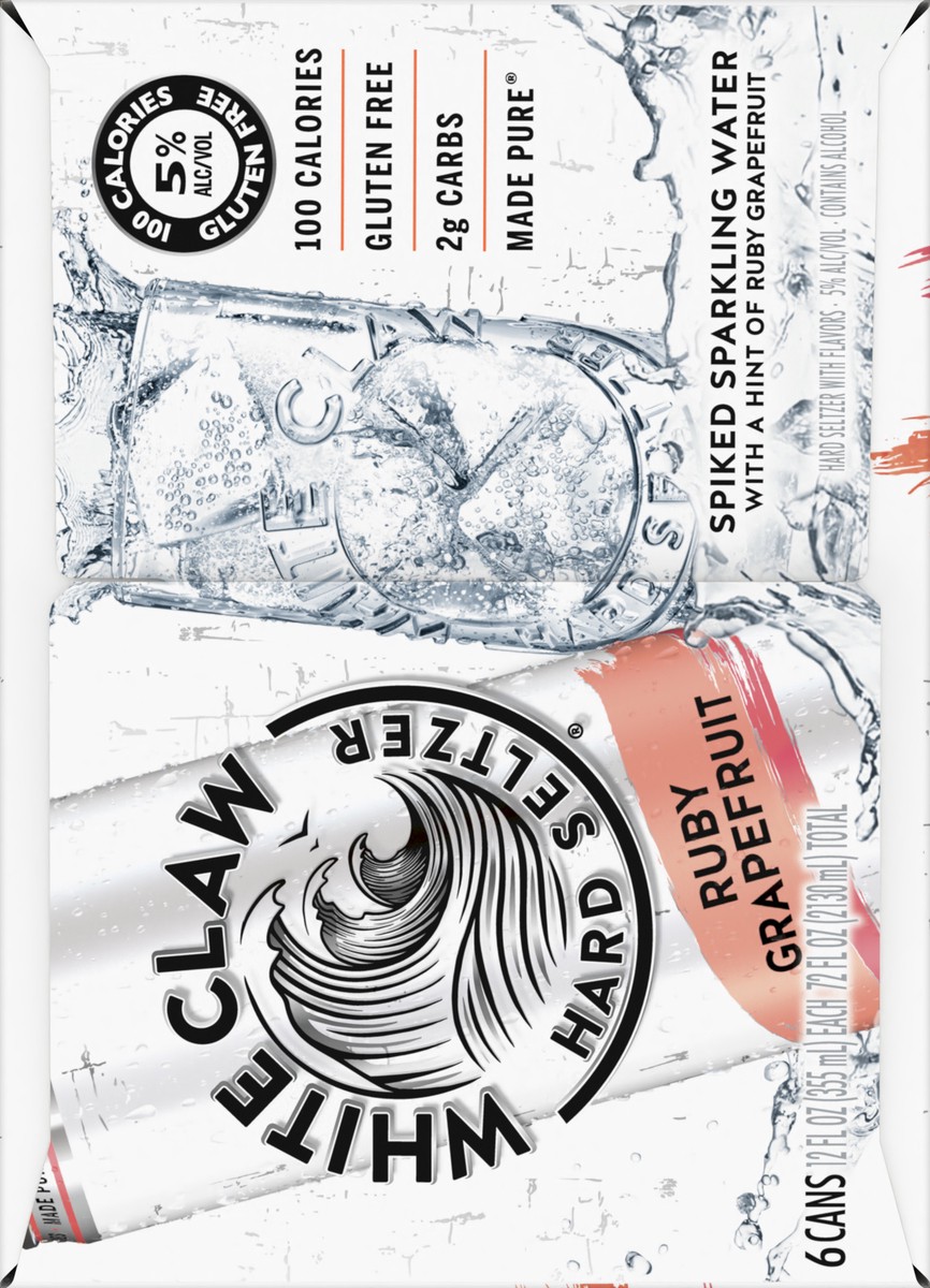 slide 7 of 7, White Claw 6 Pack Spiked Ruby Grapefruit Hard Seltzer 6 ea, 6 ct; 12 oz