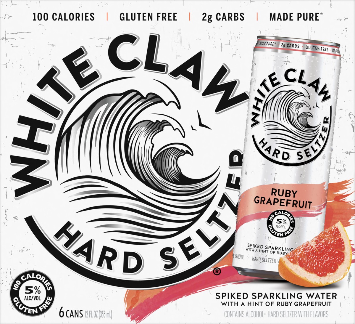 slide 1 of 7, White Claw 6 Pack Spiked Ruby Grapefruit Hard Seltzer 6 ea, 6 ct; 12 oz
