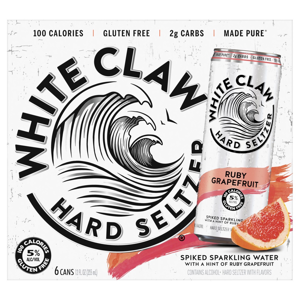 slide 1 of 7, White Claw 6 Pack Spiked Ruby Grapefruit Hard Seltzer 6 ea, 6 ct; 12 oz