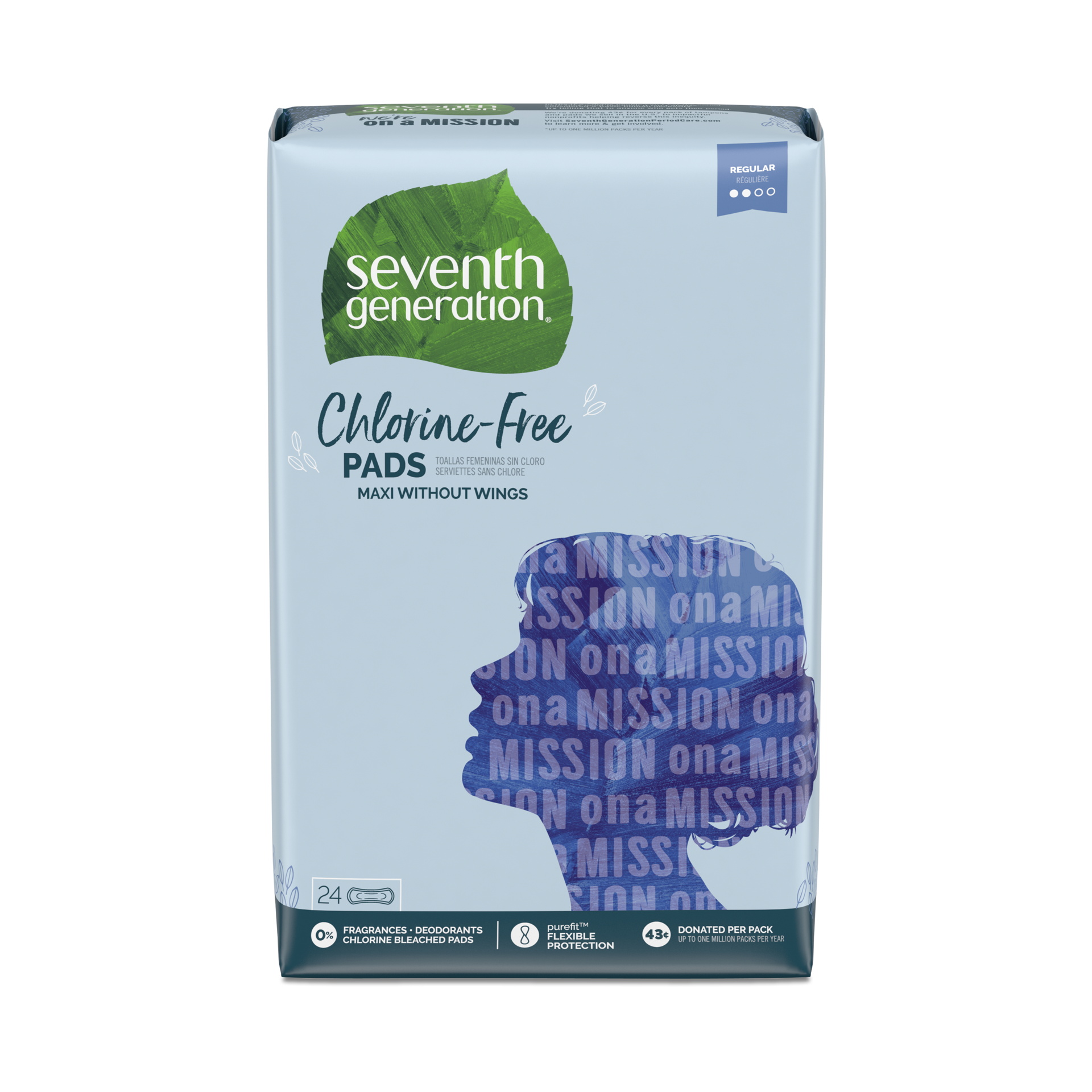 slide 2 of 3, Seventh Generation Maxi Pads Regular Absorbency, 24 count, 24 ct