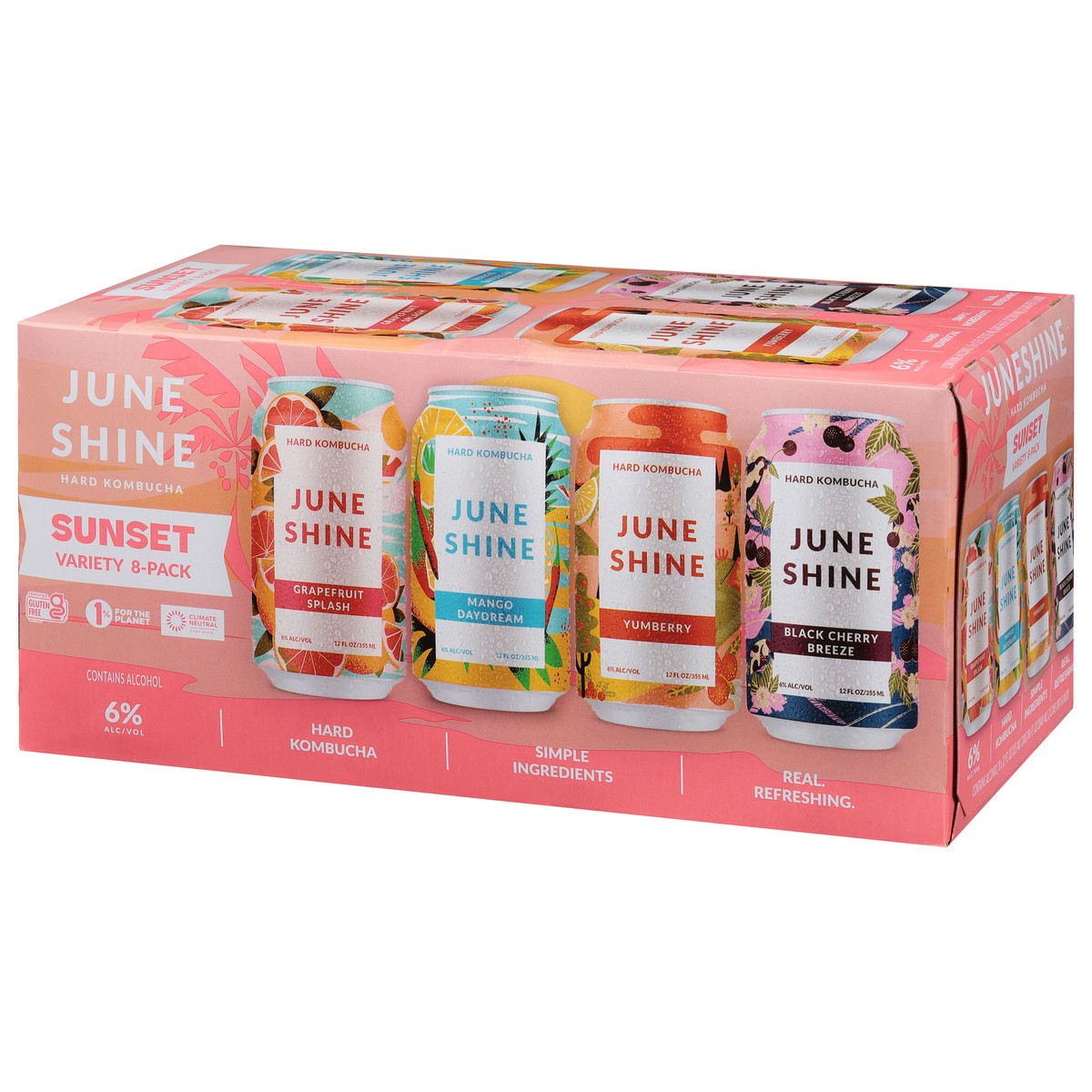 slide 9 of 9, JuneShine Sunset Hard Kombucha Variety 8 - 12 fl oz Cans, 8 ct; 12 oz