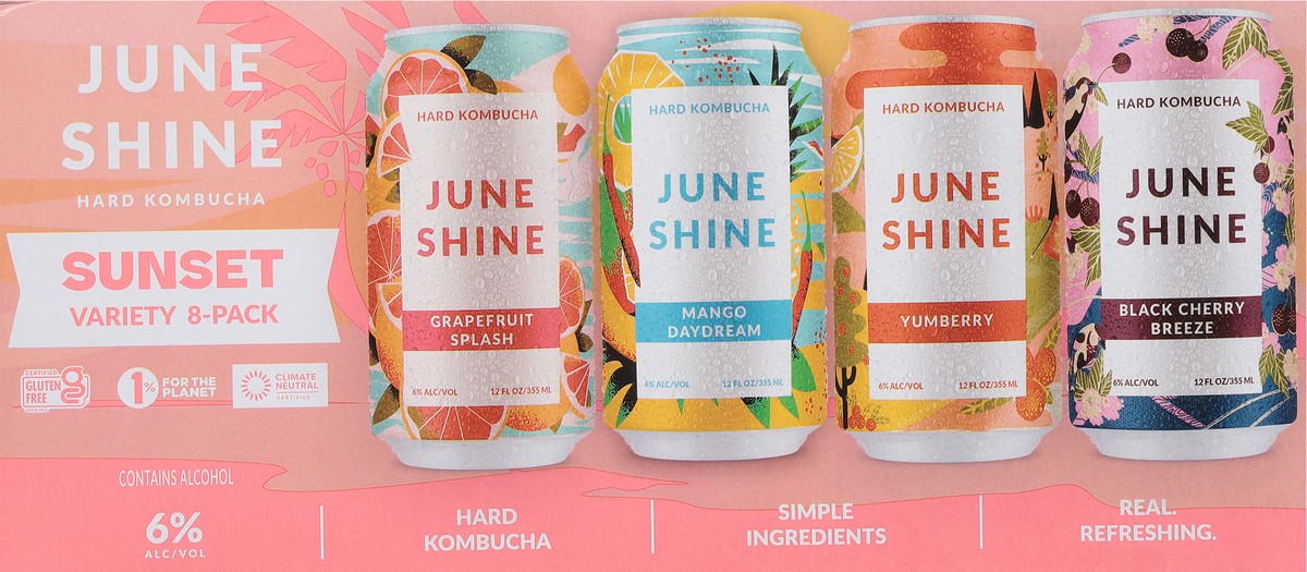 slide 7 of 9, JuneShine Sunset Hard Kombucha Variety 8 - 12 fl oz Cans, 8 ct; 12 oz