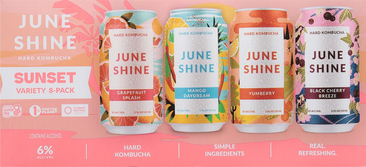 slide 6 of 9, JuneShine Sunset Hard Kombucha Variety 8 - 12 fl oz Cans, 8 ct; 12 oz