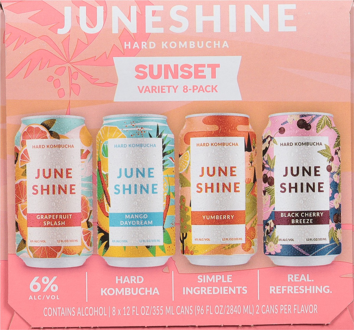 slide 4 of 9, JuneShine Sunset Hard Kombucha Variety 8 - 12 fl oz Cans, 8 ct; 12 oz