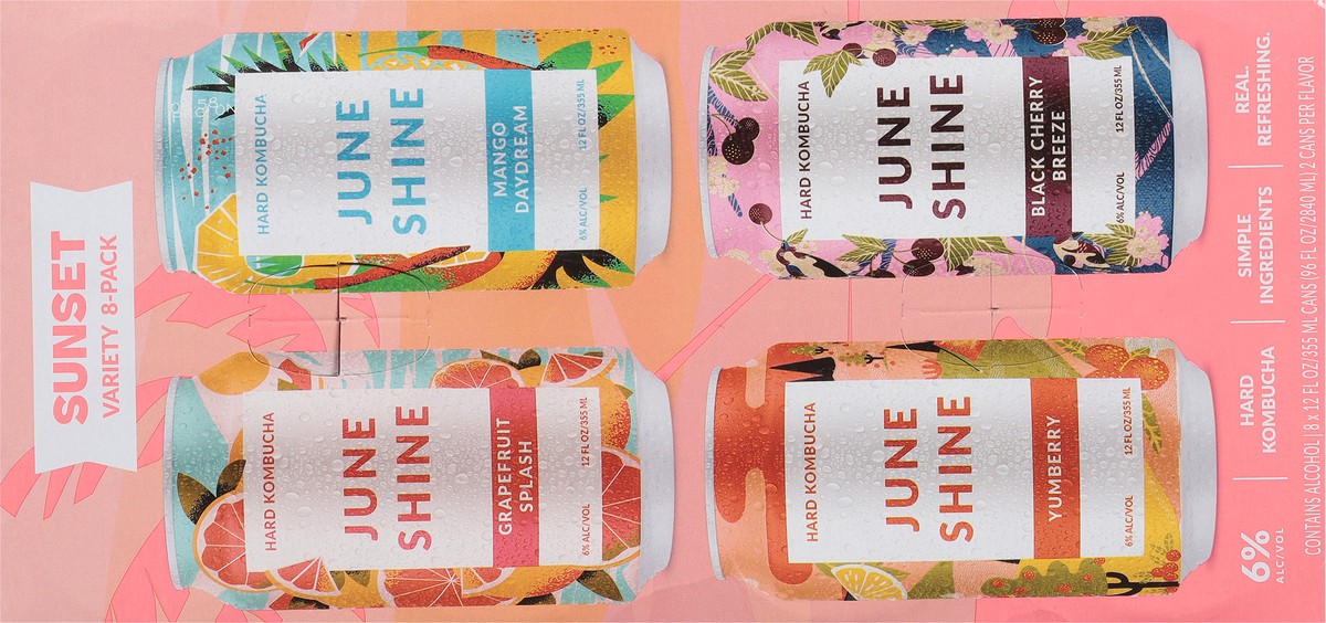 slide 8 of 9, JuneShine Sunset Hard Kombucha Variety 8 - 12 fl oz Cans, 8 ct; 12 oz