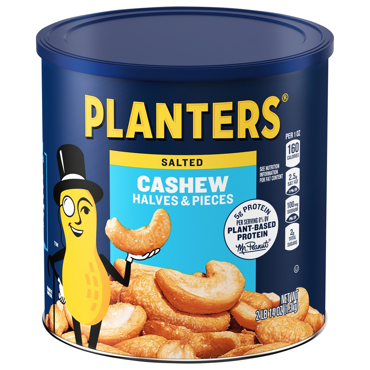 slide 1 of 13, Planters Halves & Pieces Salted Cashews 46 oz, 46 oz