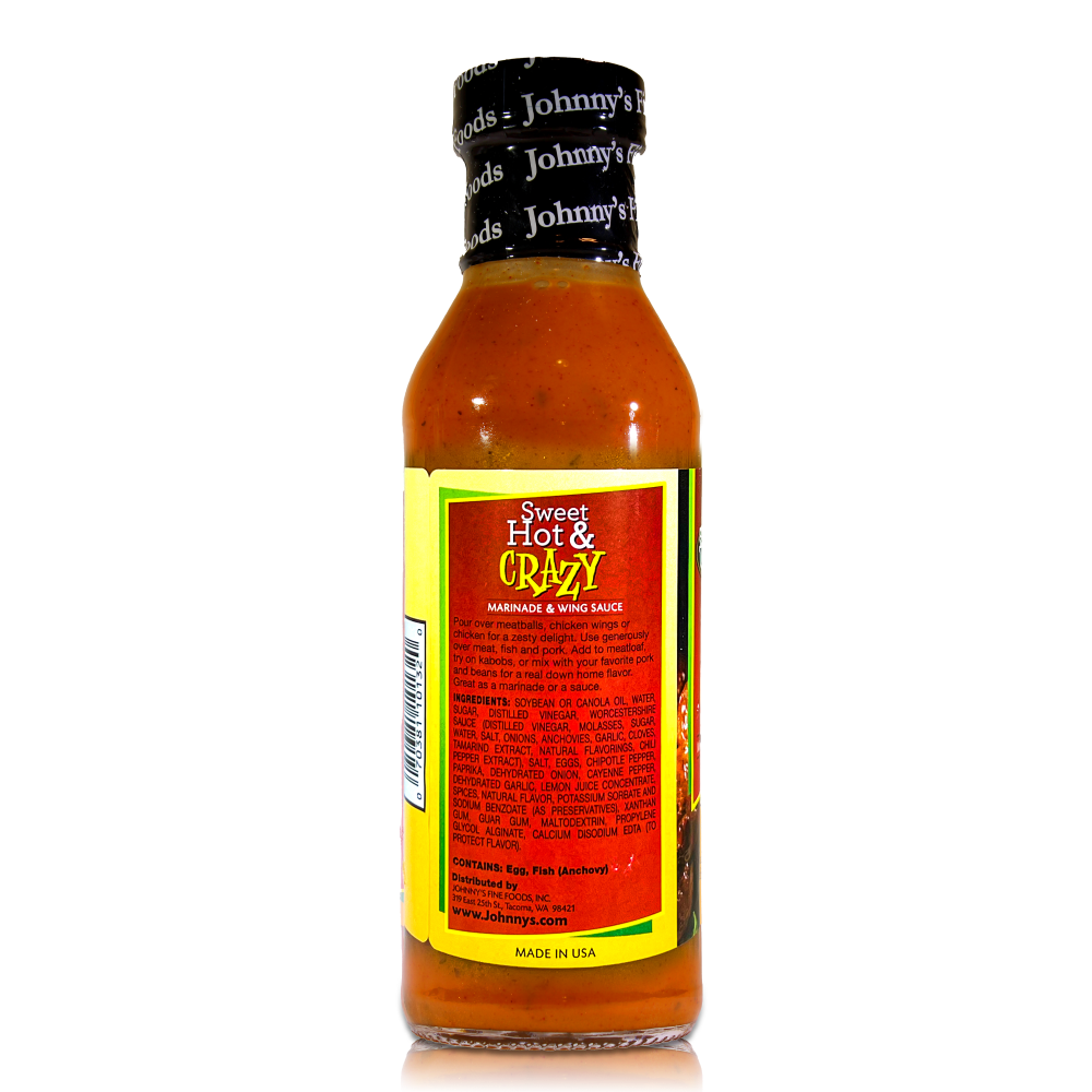 slide 2 of 3, Johnny's Sweet Hot & Crazy Marinade & Wing Sauce, 12 fl oz