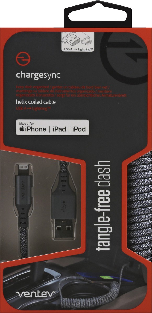 slide 4 of 11, Ventev USB-A to Lightning Gray Helix Coiled Cable 1 ea, 1 ct