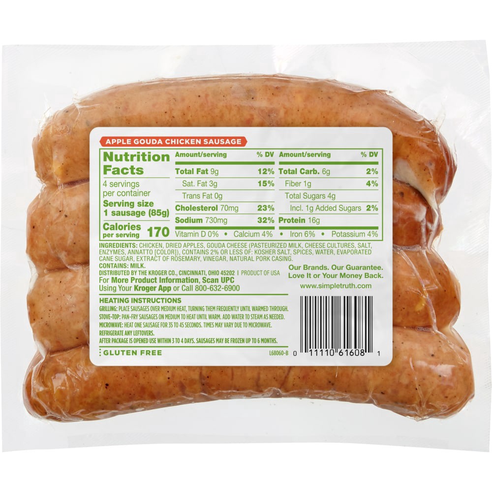 slide 2 of 2, Simple Truth Apple Gouda Chicken Sausage, 12 oz
