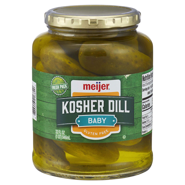 slide 1 of 1, Meijer Kosher Baby Dills, 32 oz