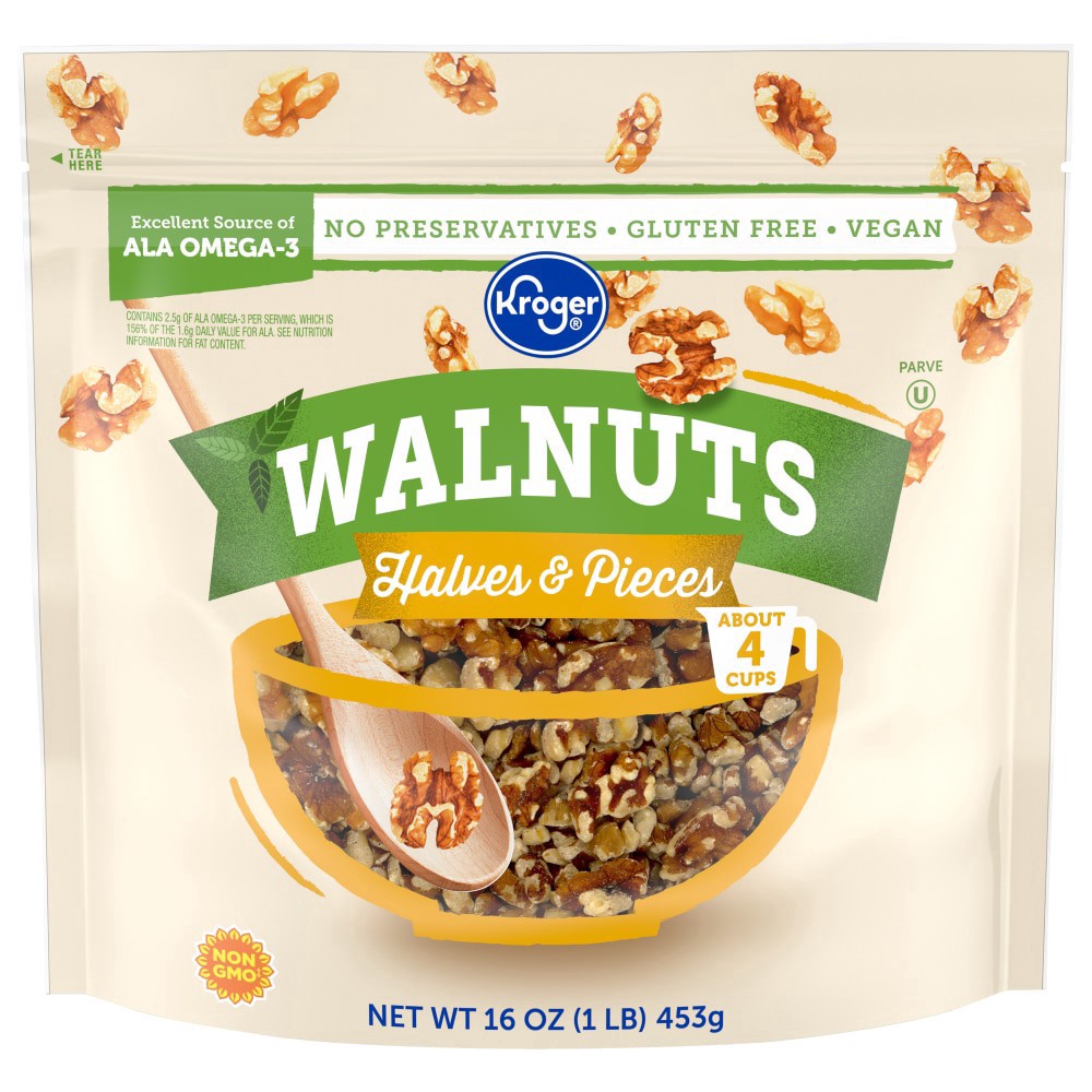 slide 2 of 2, Kroger Gluten Free Vegan Halves And Pieces Walnuts, 16 oz