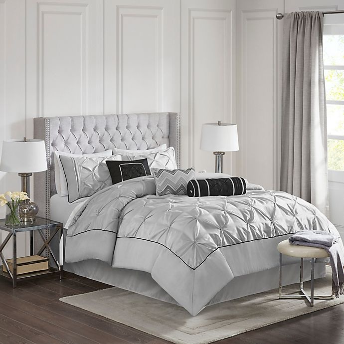 slide 1 of 7, Madison Park Laurel King Comforter Set - Grey, 7 ct