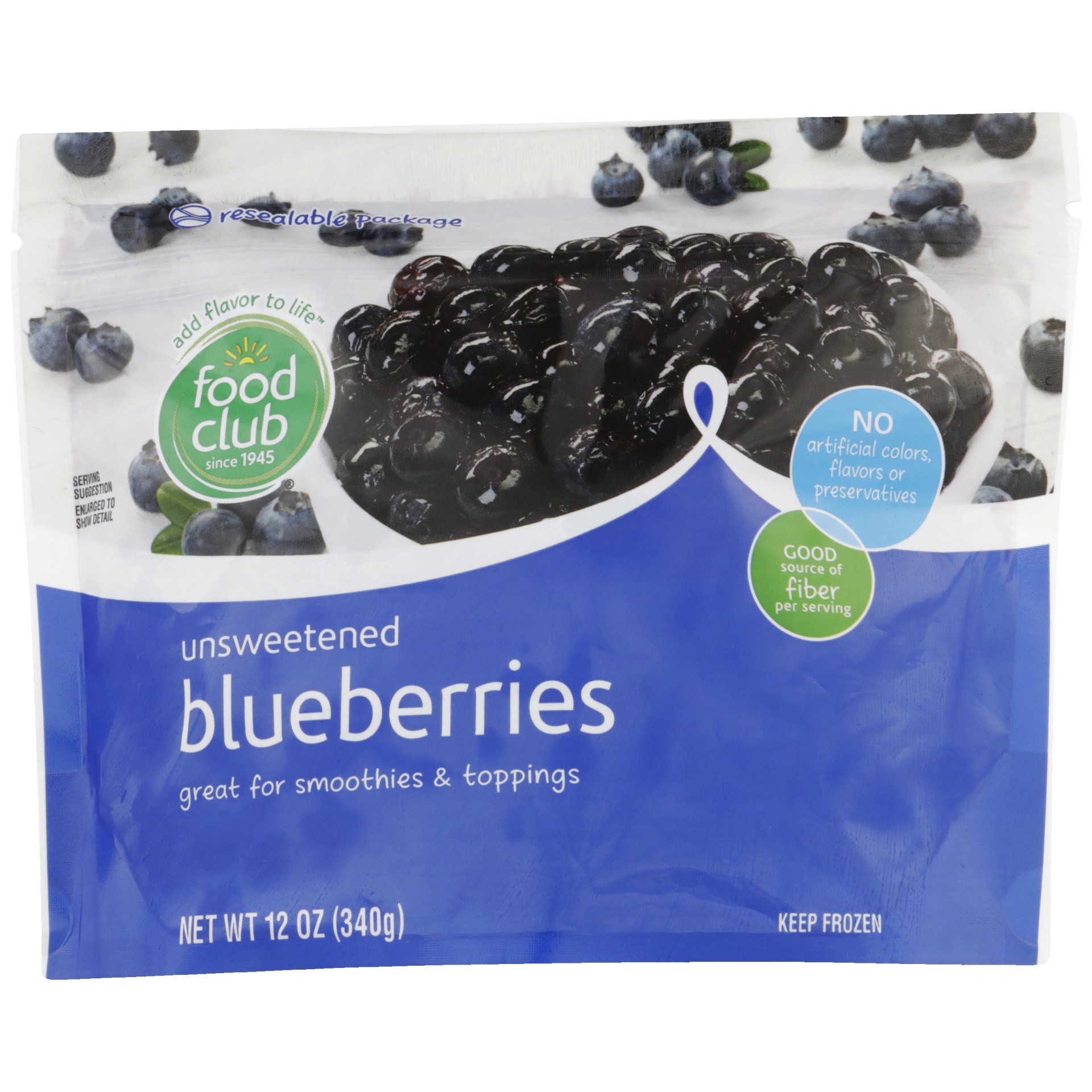 slide 1 of 6, Food Club Frozen Unsweetened Blueberries, 12 oz