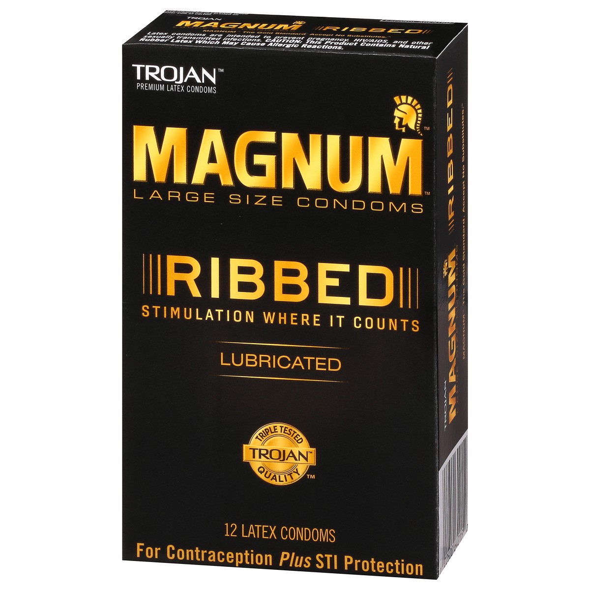 slide 8 of 9, Trojan Magnum Ribbed Lubricated Latex Condoms 12 ea, 12 ct