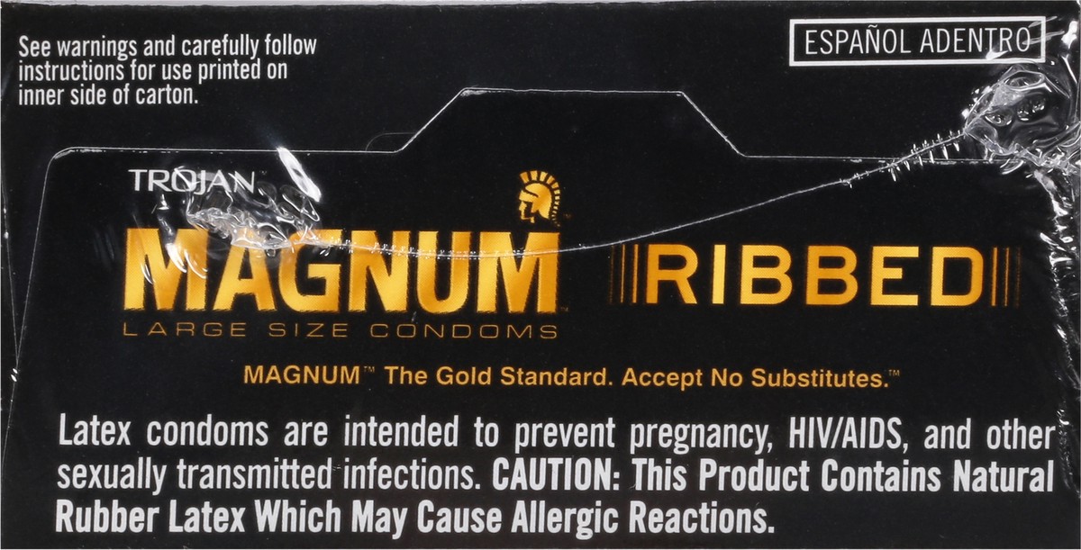 slide 4 of 9, Trojan Magnum Ribbed Lubricated Latex Condoms 12 ea, 12 ct