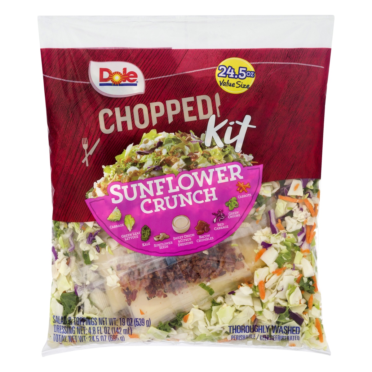 slide 1 of 1, Dole Chopped Sunflower Crunch Salad Kit, 26.4 oz