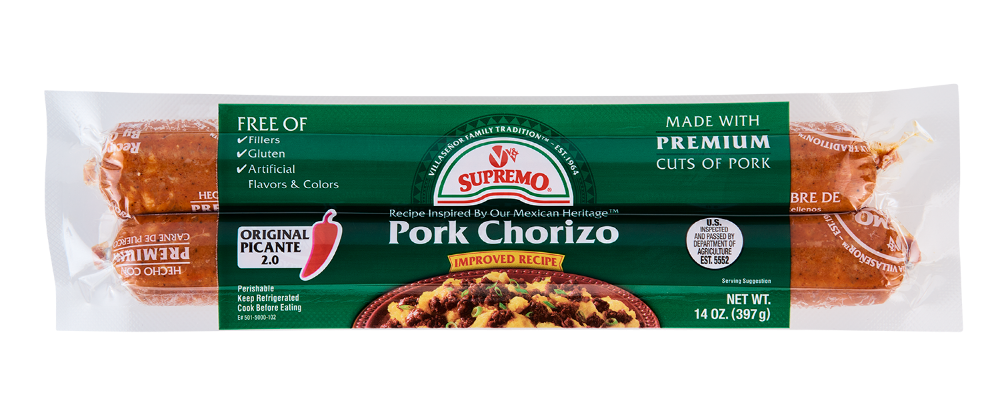 slide 2 of 2, V&V Supremo Hot Pork Chorizo, 14 oz