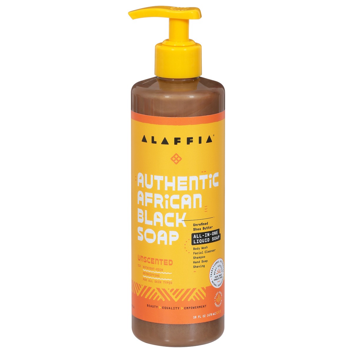 slide 1 of 9, Alaffia Authentic African Black Soap Unscented All-in-one Liquid Soap, 16 fl oz