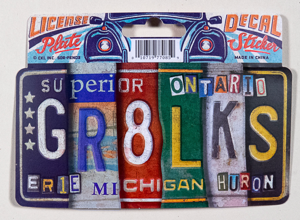 slide 1 of 1, Sticker Vintage License Plate GR8 LKS, 1 ct