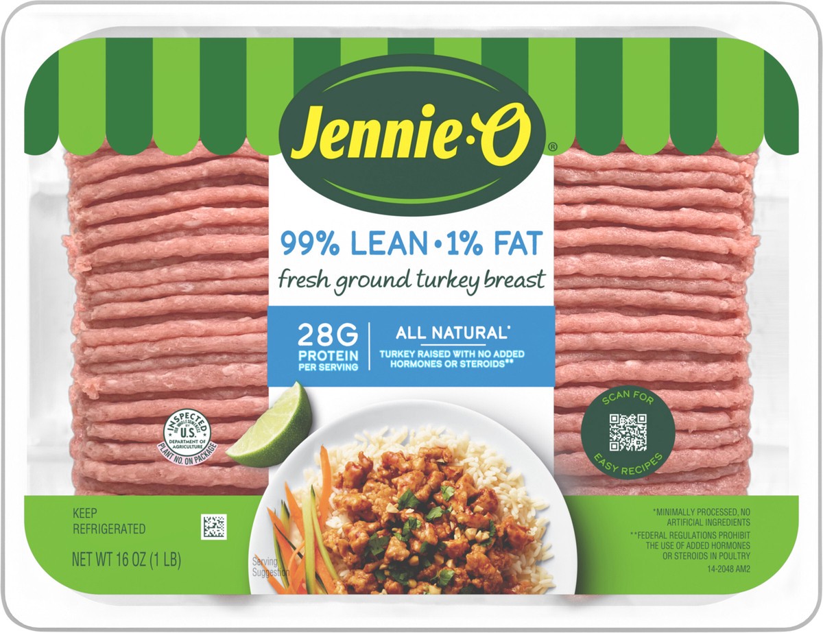 slide 1 of 7, JENNIE-O Ground Turkey Breast 99% Lean / 1% Fat - 1 lb. tray, 16 oz