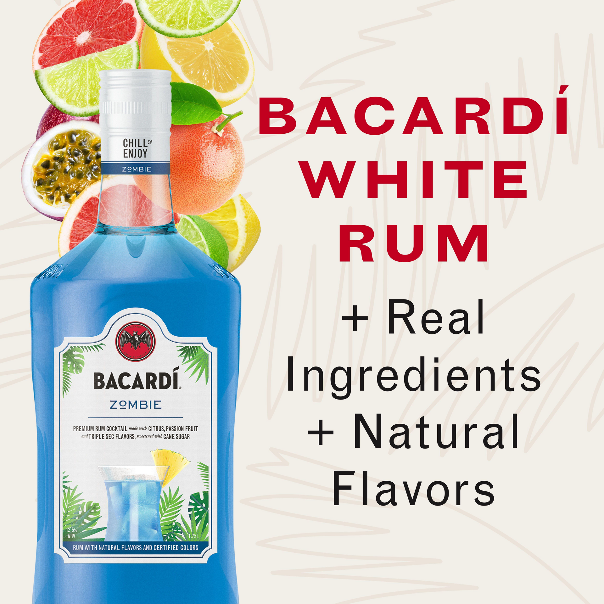 slide 5 of 5, Bacardi Ready-To-Drink Bacardi Zombie Premium Rum Cocktail, 1.75 liter