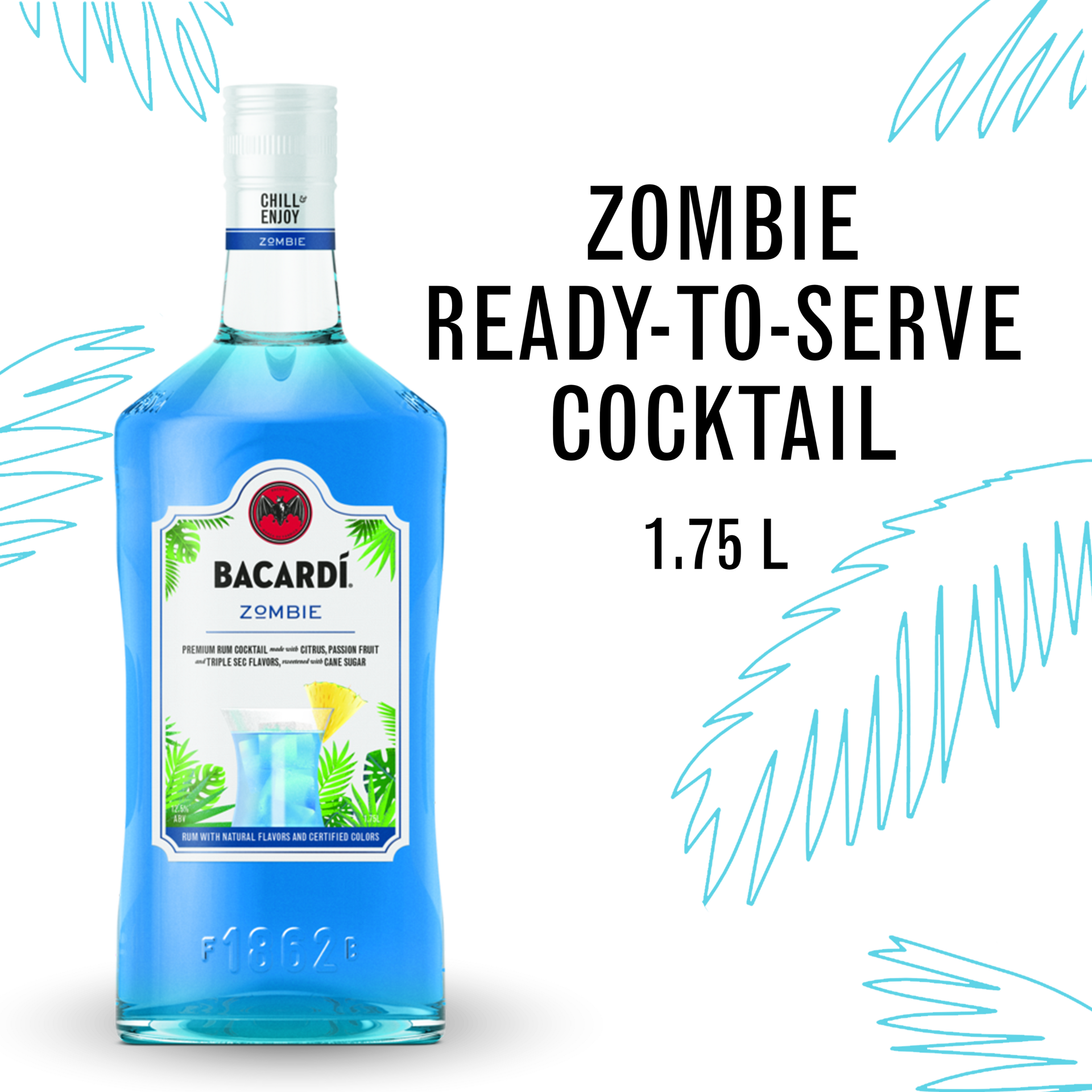 slide 4 of 5, Bacardi Ready-To-Drink Bacardi Zombie Premium Rum Cocktail, 1.75 liter