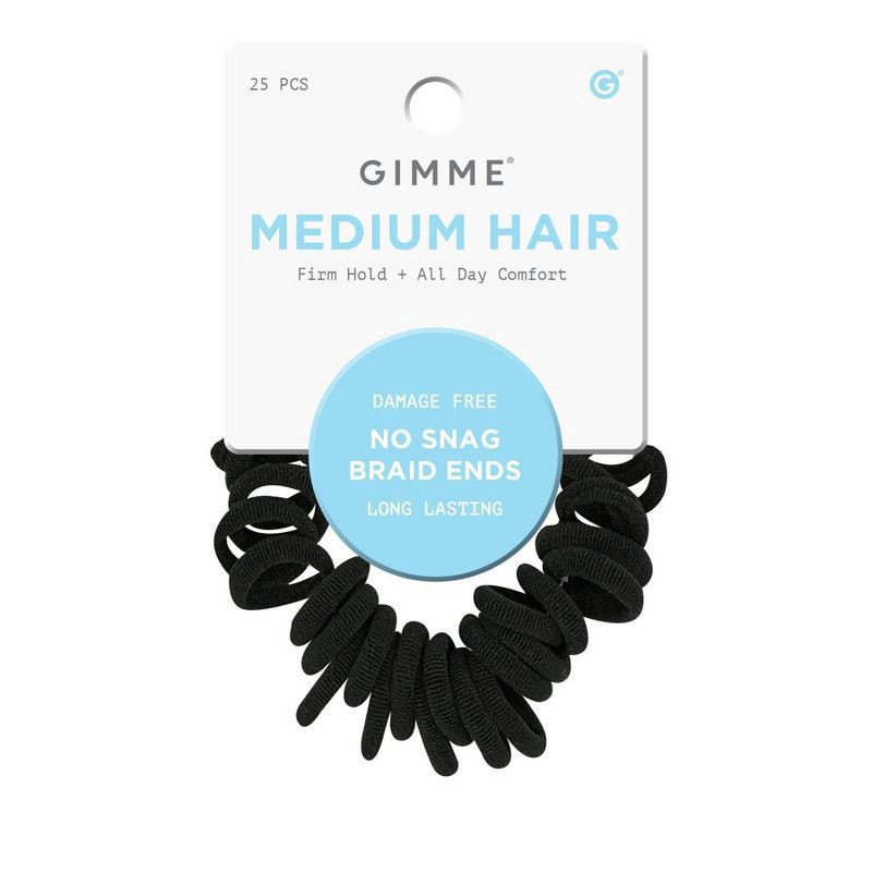 slide 1 of 6, Gimme Beauty Medium Braid Ends Hair Band - 25pk - Black, 25 ct