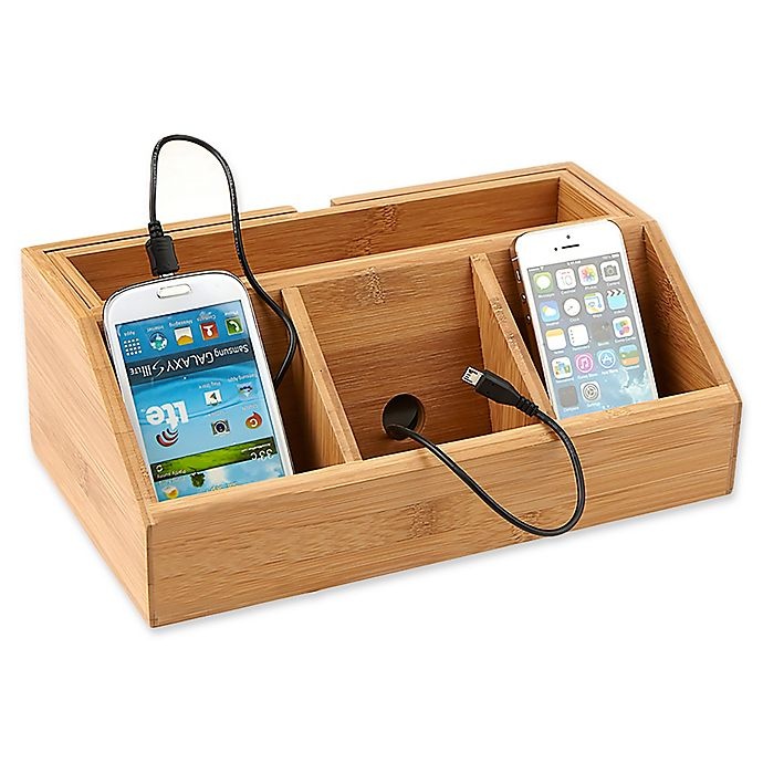 slide 4 of 7, Mind Reader Bamboo Charging Station and Desk Organizer - Brown, 1 ct